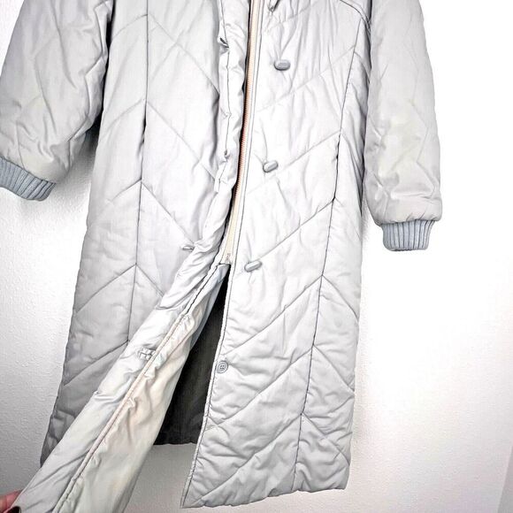 Saxton Hall VTG Made In Korea Quilted Down women Puffer Jacket Coat gray peach M - Picture 4 of 9